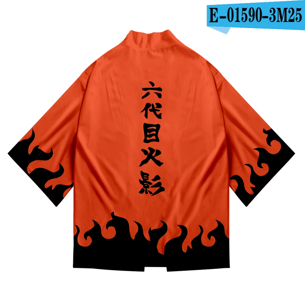 Brown Aikooki New Arrival Naruto Kimono Men Fashion Casual Mens kimono Harajuku Style Naruto Anime Kimono Personality Streetwear Tops - Color: Brown