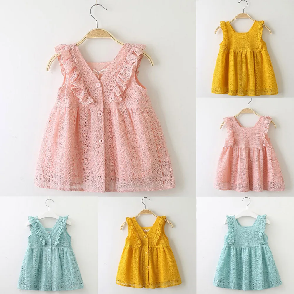 Одежда для маленьких девочек праздничные кружевные платья принцессы без рукавов