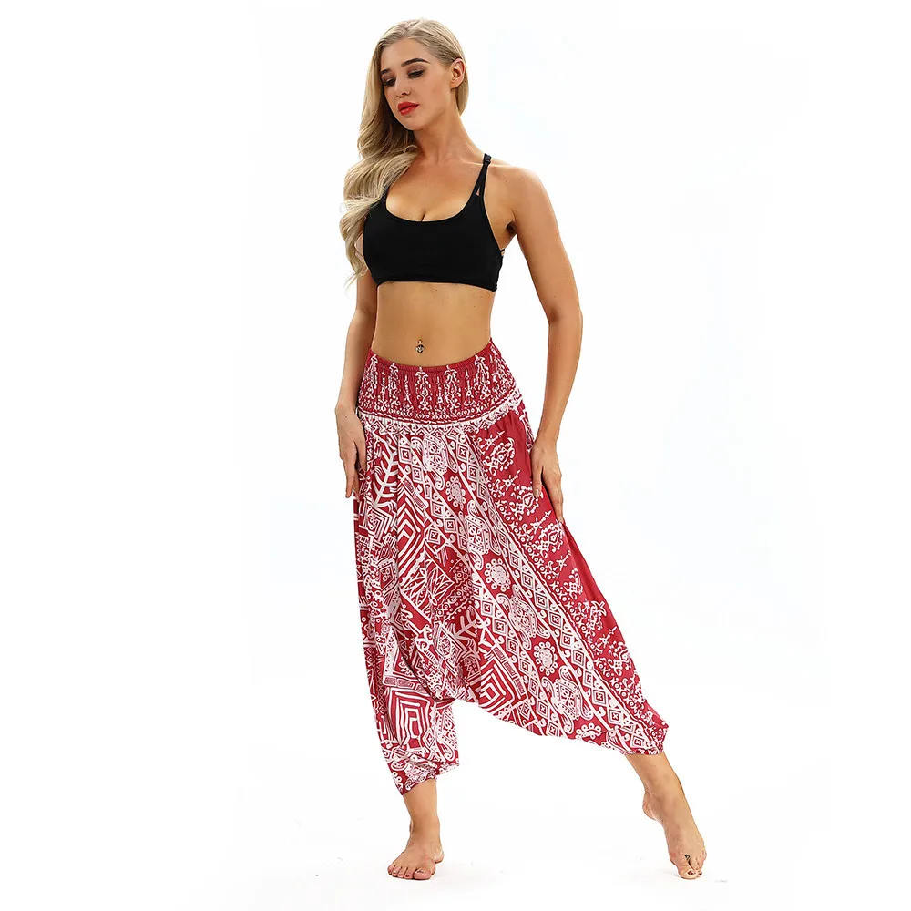 Женские Леггинсы для йоги, штаны для йоги, полиэфирные эластичные женские повседневные свободные штаны для йоги, мешковатые Boho Aladdin Комбинезон, штаны-шаровары
