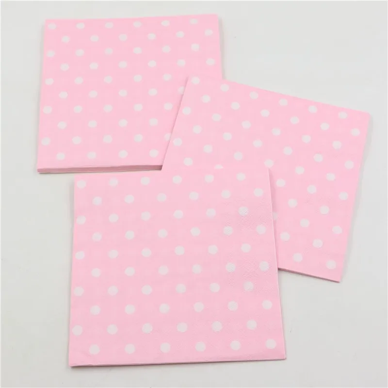 20 шт./упаковка бумажные салфетки в горошек синего/розового цвета детские с днем