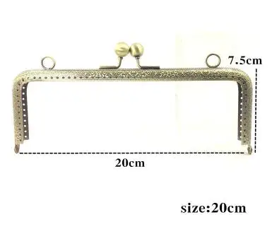 200mm 10 шт., 6,5, 7,5, 8,5, 10,5, 12,5, 15, 18, 20 см, металлическая пряжка для сумки, ручная работа, металлическая рамка для кошелька с замком поцелуя, свадебная рамка для клатча - Цвет: 200mm