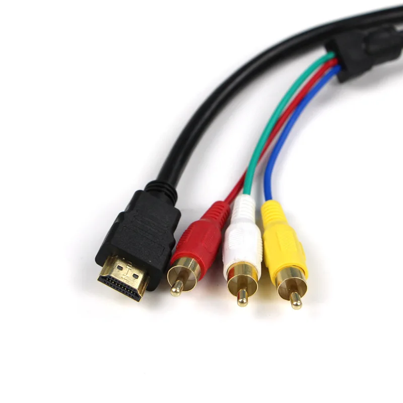 500 шт. 5 футов 1 м HDMI в 3 RCA видео AV ТВ композитный адаптер конвертер 3RCA RGB кабель для