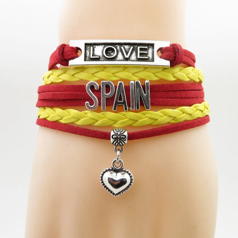Любовь Испания браслеты сердце Шарм страна и для женщин мужчин
