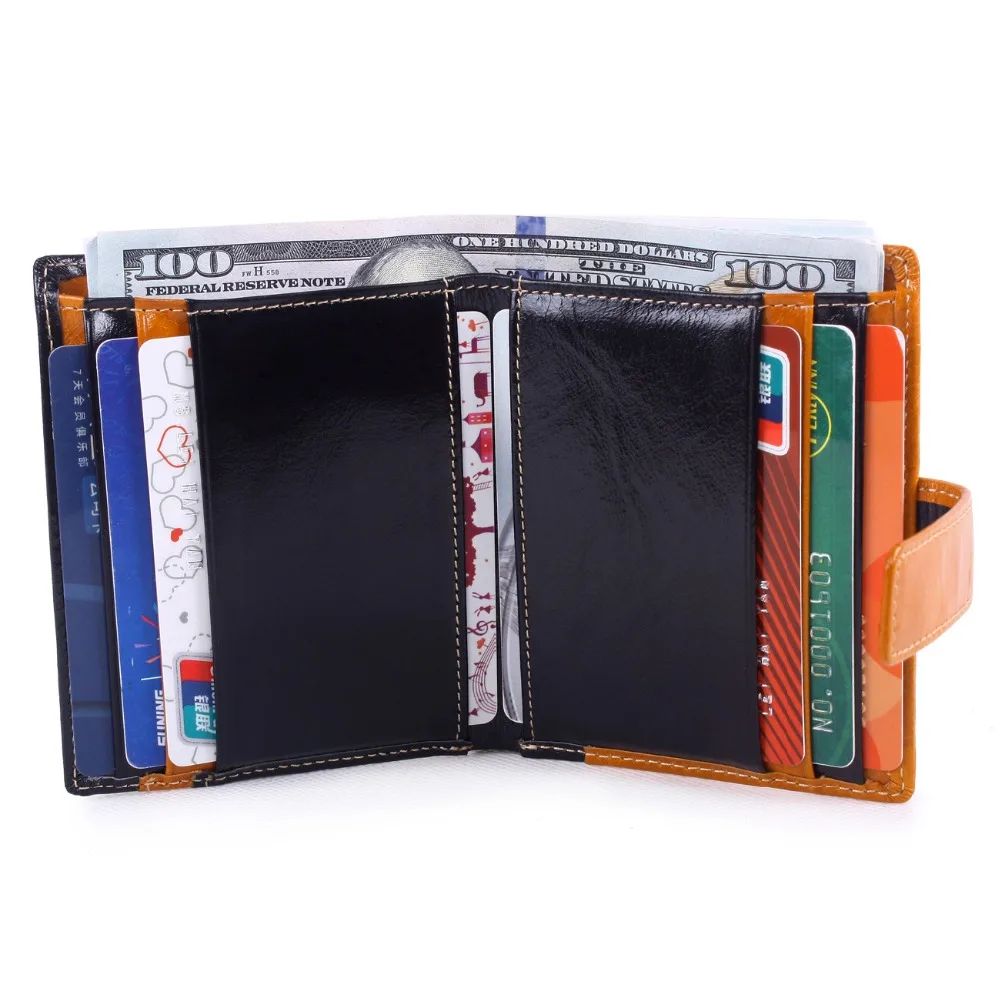 RFID блокирующий женский кошелек из воловьей кожи натуральной Женский в три