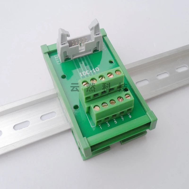 

IDC-10P 10-core Horn Seat Adapter Terminal Block DIN Rail with PCB Module Frame