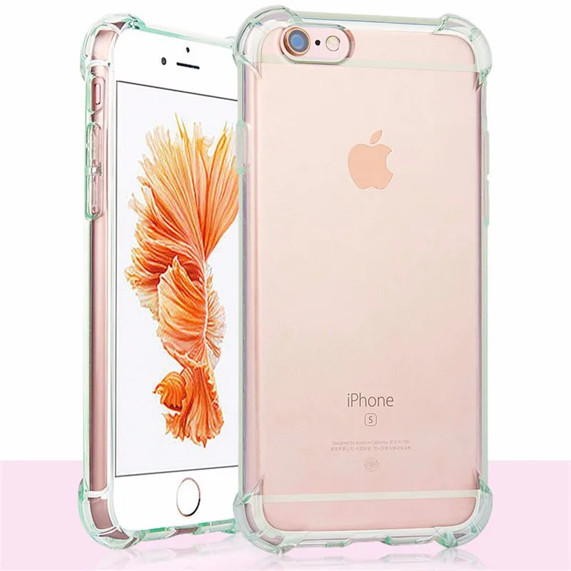 Ударопрочный чехол для iPhone 8 7 6 6s Plus X прозрачный мягкий силиконовый угловой ТПУ Etui
