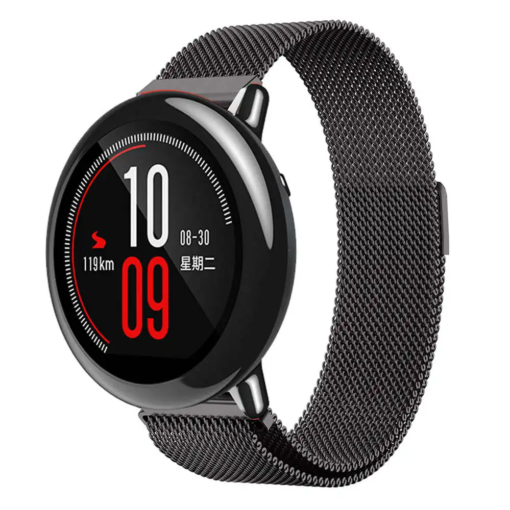 Черный Ремешок на запястье для Xiaomi Huami Amazfit часы браслет Миланская петля магнитные ремни для Xiaomi Huami Amazfit Pace Stratos 2 - Цвет ремешка: Черный