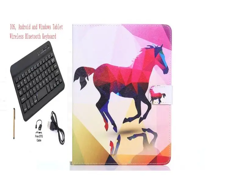 Keyboard Case Мультфильм печати Универсальный 10 дюймов Bluetooth клавиатура чехол для samsung Galaxy Tab A6 10,1 T580 T585 планшетная клавиатура Стенд кожаный чехол - Цвет: Keyboard Case