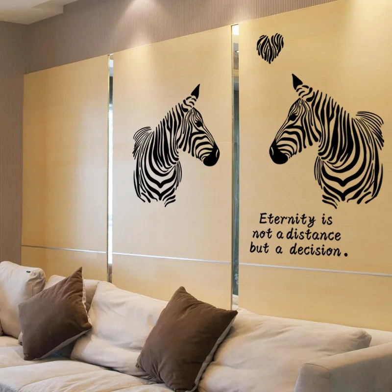 Настенные наклейки для спальни черно белые с надписью love zebras декор животных