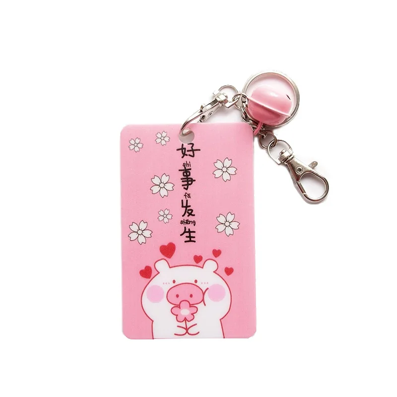 Coloffice Pink Girl Heart Series Card Holder Students Bus Card Protective Sleevel Cute Cartoon Stationery School Supplies 1PC