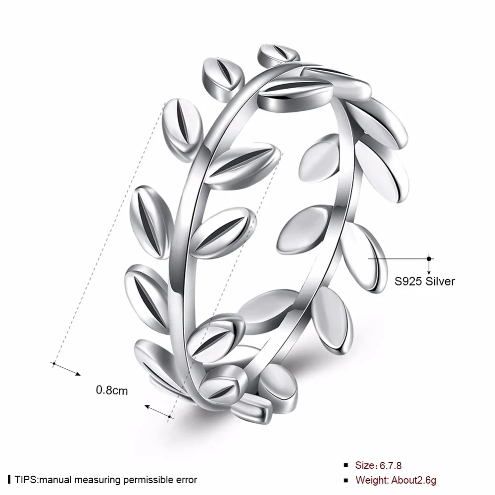 2017 Новая коллекция Аутентичные 925 серебро Laurel Wreath лавровый лист Кольца для женщин