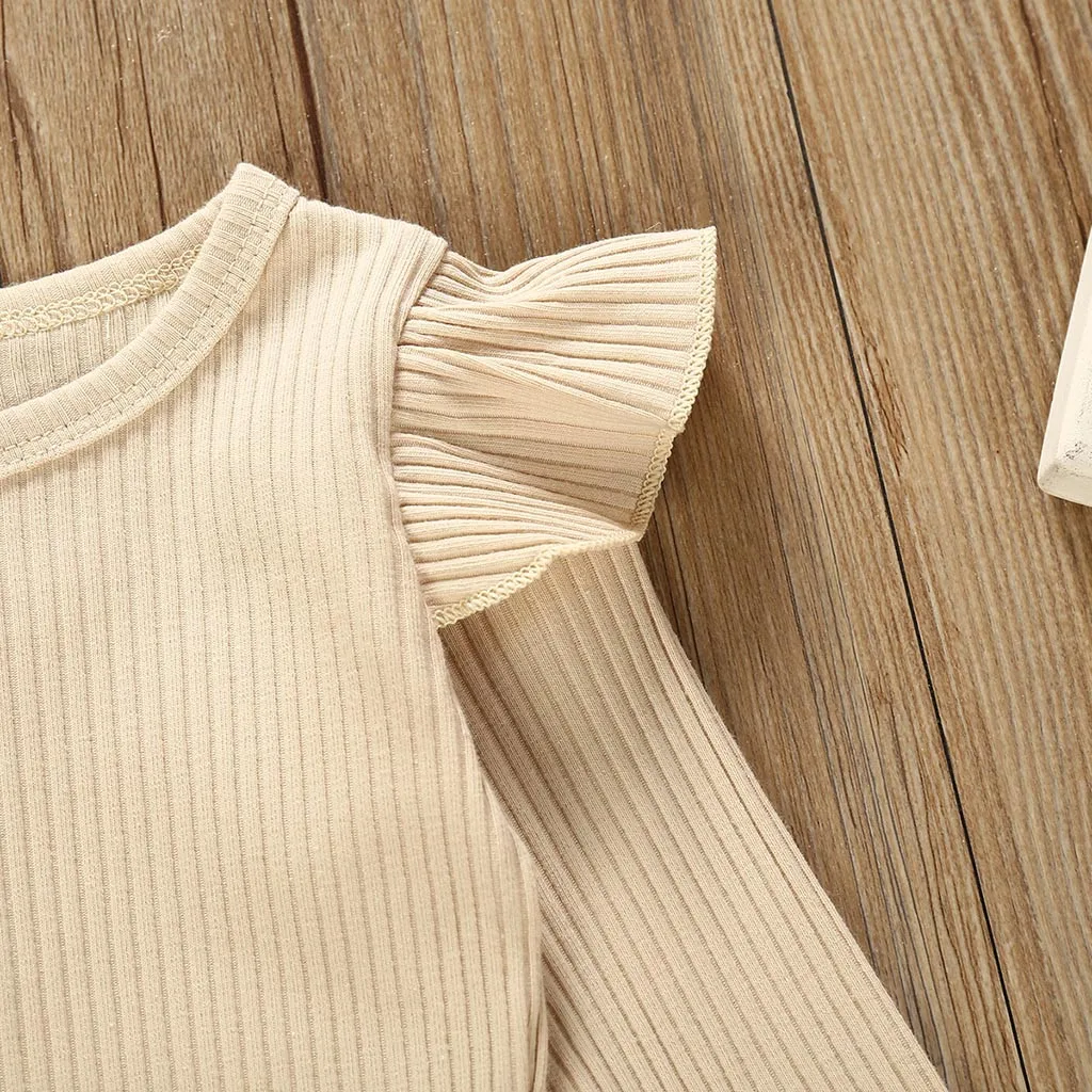 Осенне-зимняя одежда для маленьких девочек и мальчиков Комплекты для новорожденных длинный короткий комбинезон, боди+ длинные штаны в полоску комплект из 2 предметов, Прямая поставка