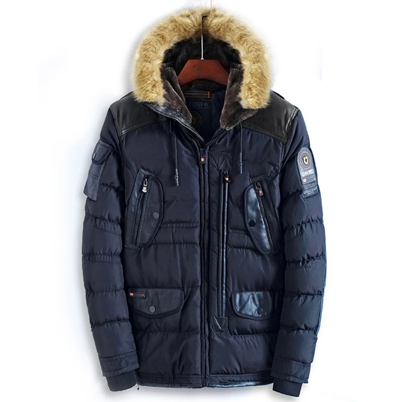 GAAJ Толстая Парка мужская куртка Fit-30'C Зимняя Повседневная Теплая мужская верхняя одежда меховая шапка Военная Amry темно-синяя куртка одежда HP87B