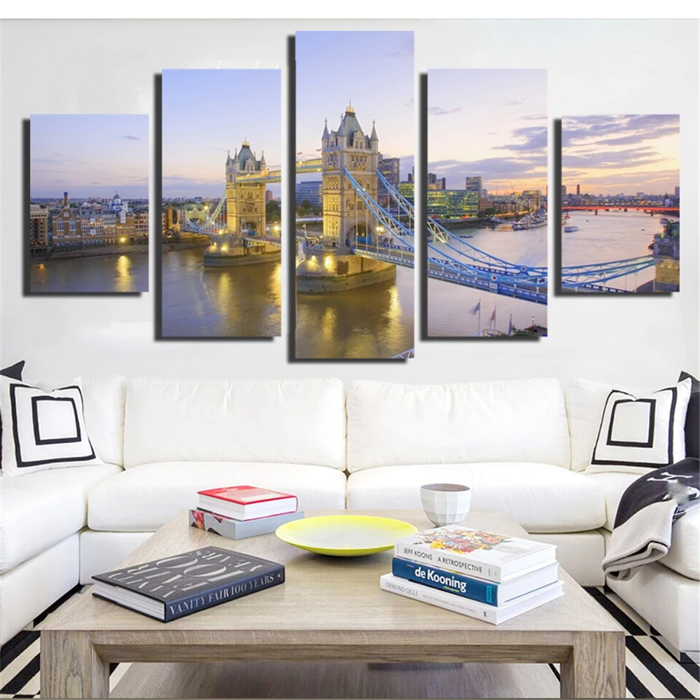 No Frame Mordern Building Canvas Painting Wall Art Nordic Decoration Modern Pictures Home for Living Room 5Pcs | Дом и сад