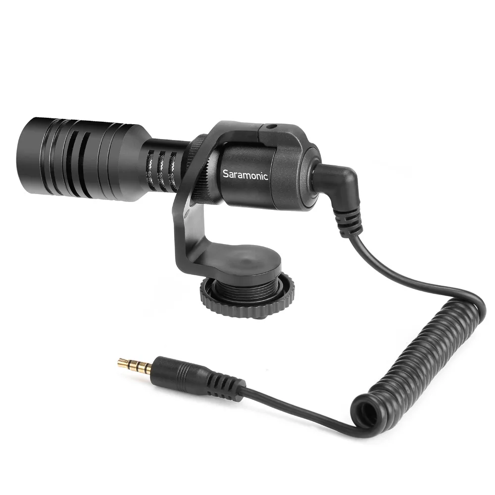 New Saramonic Vmic Mini Condenser Shotgun Microphone with TRS& TRRS Cable for iPhone 8 8 plus 7 Android Smartphones PC Tablet