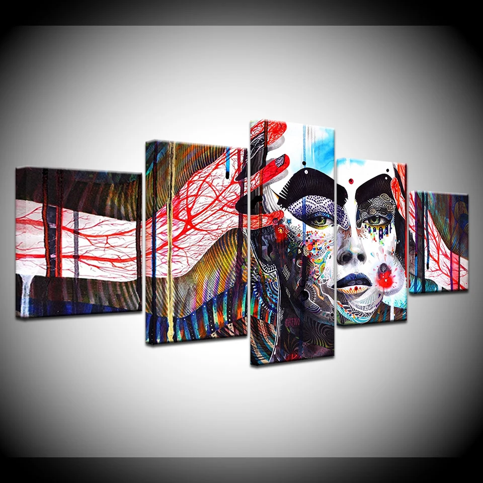 

Wall Art Picture Frame Modern HD Print Canvas 5 Pieces Living Room Home Decor Color Abstract Character Painting Poster Artwork