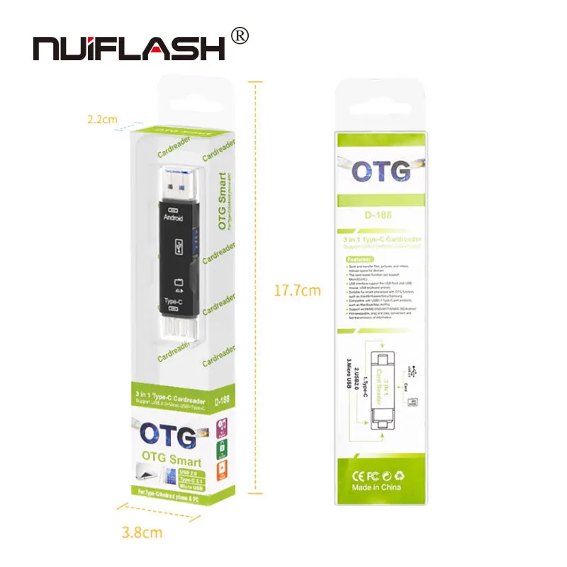 Type C и micro USB и USB 3 в 1 OTG кард-ридер высокоскоростной USB3.0 Универсальный OTG TF/SD для Android компьютера лучший подарок