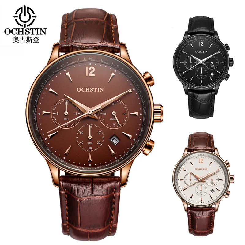 Часы мужские кварцевые в стиле милитари с кожаным ремешком|masculino|masculinos relogiosmasculino