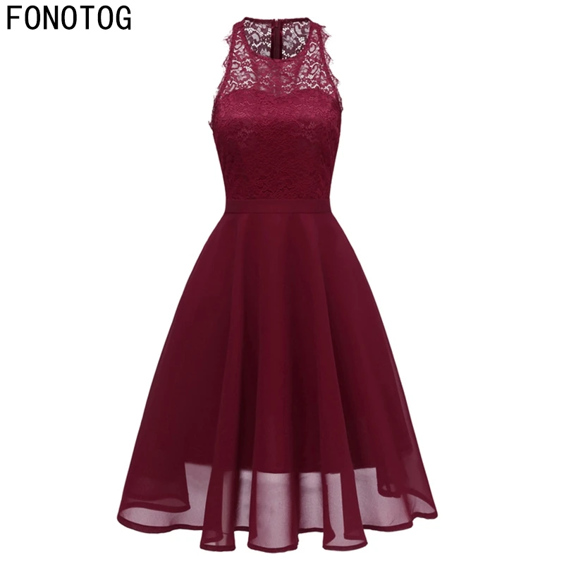 2018 high-end design new sexy lace neck scarf pink fashion ladies dress black summer large size red | Женская одежда