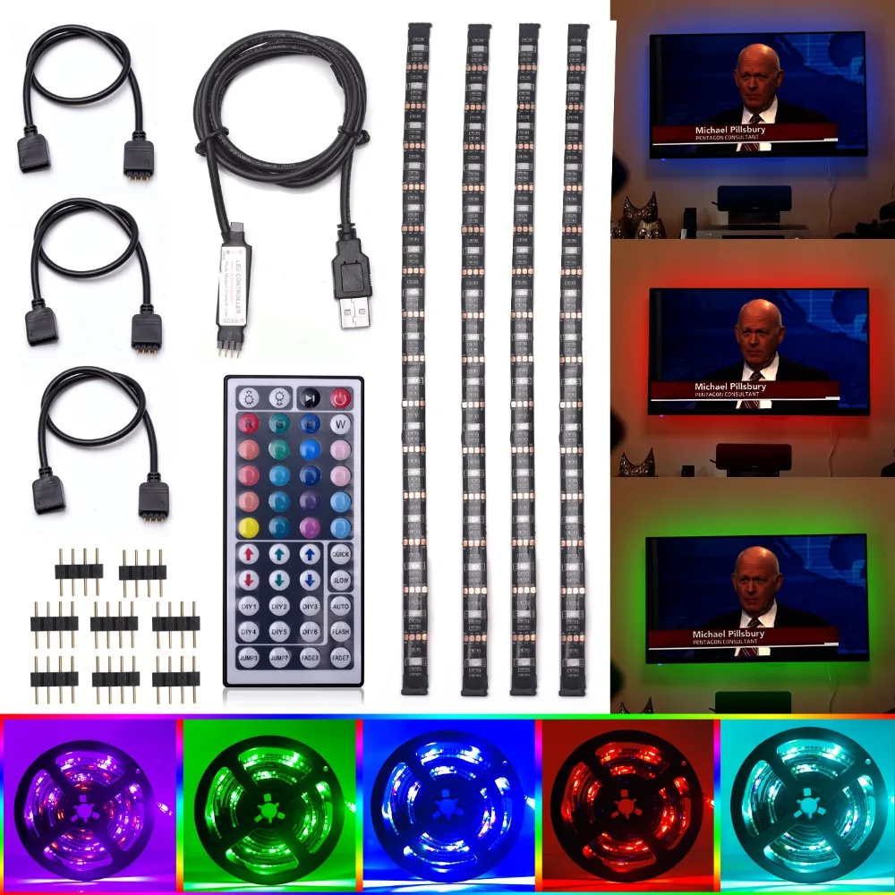 USB Светодиодная лента RGB SMD 5050 гибкие лампы для ноутбука телевизора фоновое