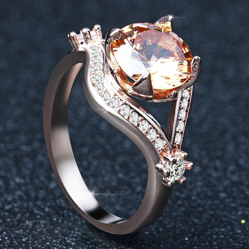 14k розовое Золотое кольцо с бриллиантом для женщин Ametrine Bizuteria pierscionki Золото Алмаз