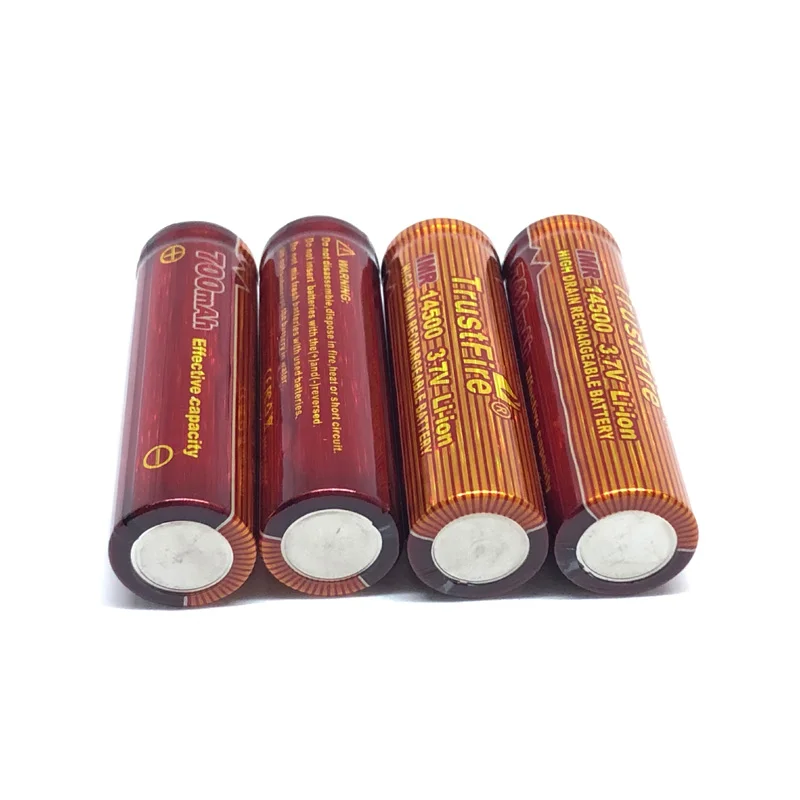 

30pcs/lot TrustFire IMR 14500 700mAh 3.7V High Drain Rechargeable Battery Lithium Batteries For Led flashlights Torches