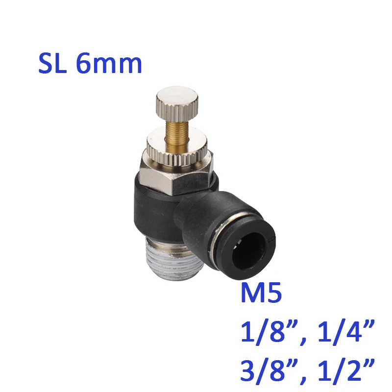 Пневматическая трубка GOGO SL 6 мм M5 1/8 &quot1/4&quot 3/8 &quot1/2&quot PT резьба с регулировкой