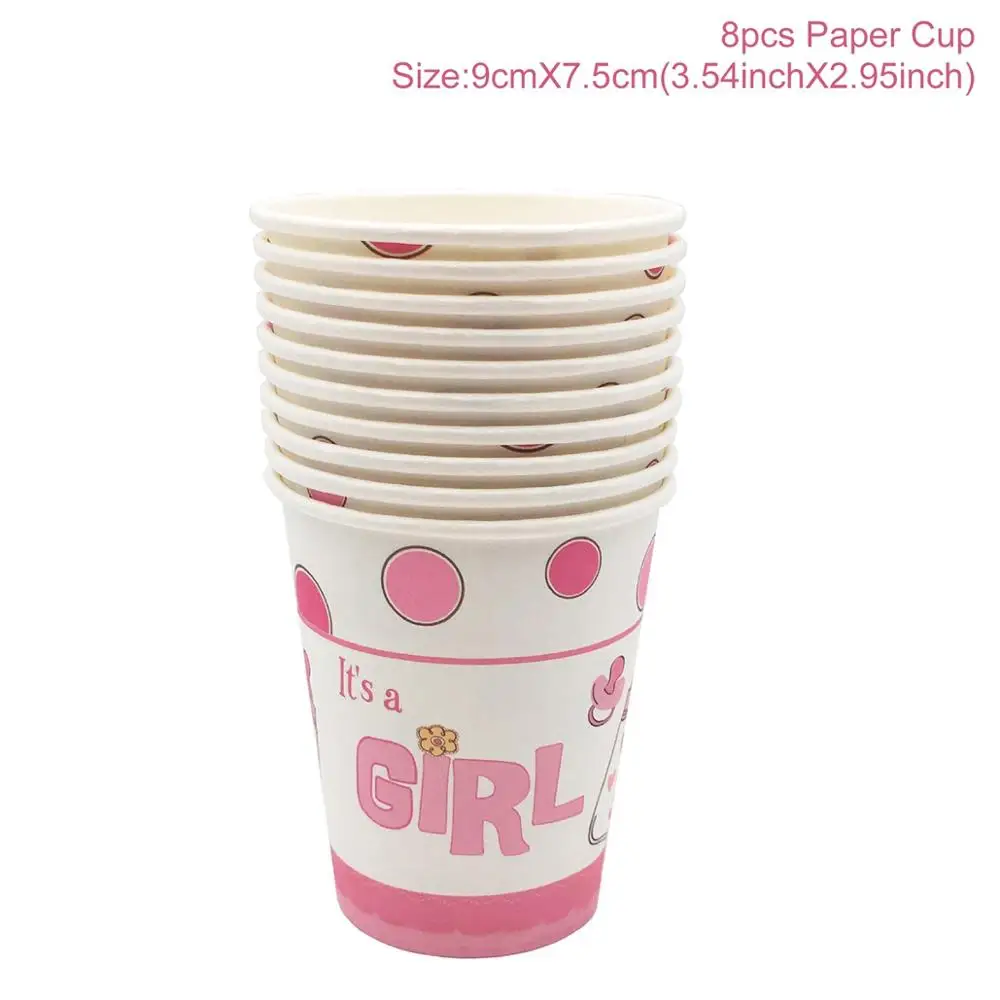 Paper Cup 3 Синие розовые одноразовые тарелки для вечеринки, детские салфетки для дня рождения, скатерть для дня рождения, пол, вечерние принадлежности - Цвет: Paper Cup 3