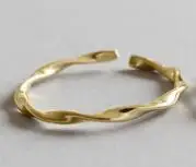 SHANICE, золотое, шикарное, волнистое, стильное, простое, тонкое кольцо, 925 пробы, серебряное, Открытое кольцо для женщин, винтажное, антиаллергенное, модное ювелирное изделие - Цвет основного камня: 18k gold