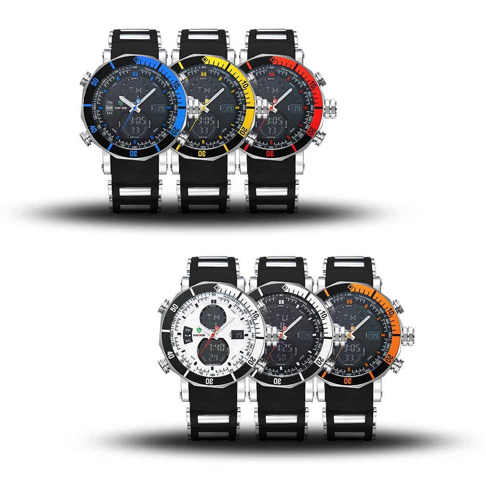 WEIDE мужские часы роскошные новые Кварцевые Relogio цифровые lcd военные Аналоговые