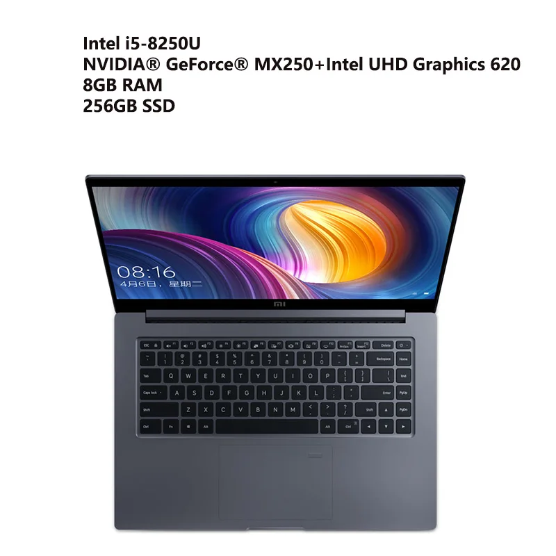 i5 256GB SSD Xiaomi Mi Laptop Pro, 15,6 дюймов, ноутбук i5/i7, 8 ГБ/16 ГБ, MX250, на английском, Win10, двойная выделенная видеокарта, отпечаток пальца, фронтальная камера - Цвет: i5 256GB SSD