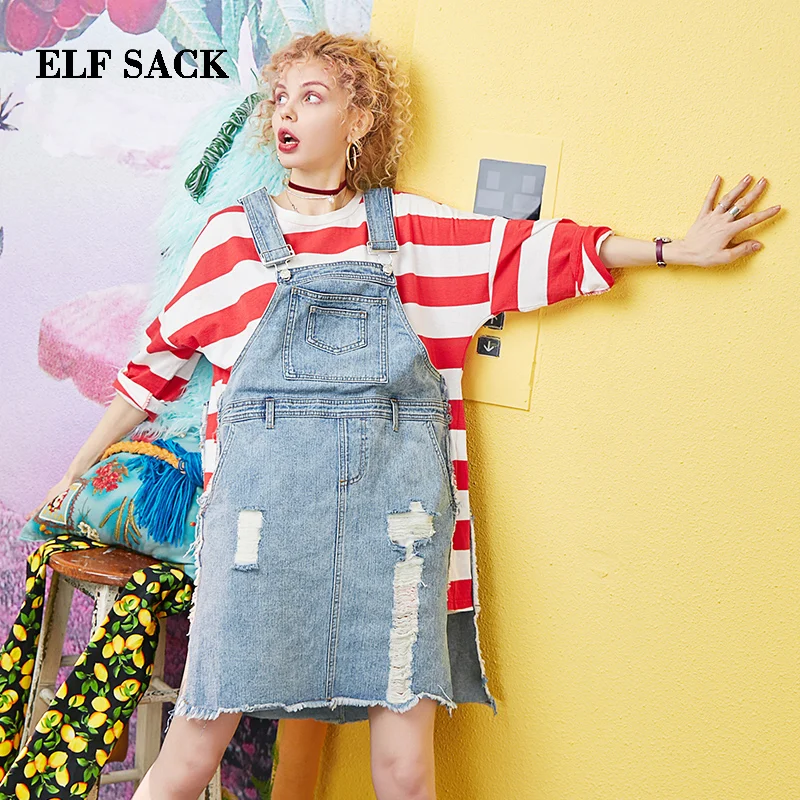ELFSACK 2019 летнее платье в консервативном стиле длиной до колена женское хлопковое с