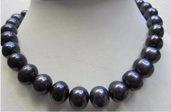 

NEW HOT HUGE 12-14MM TAHITIAN BLACK PEARL NECKLACE