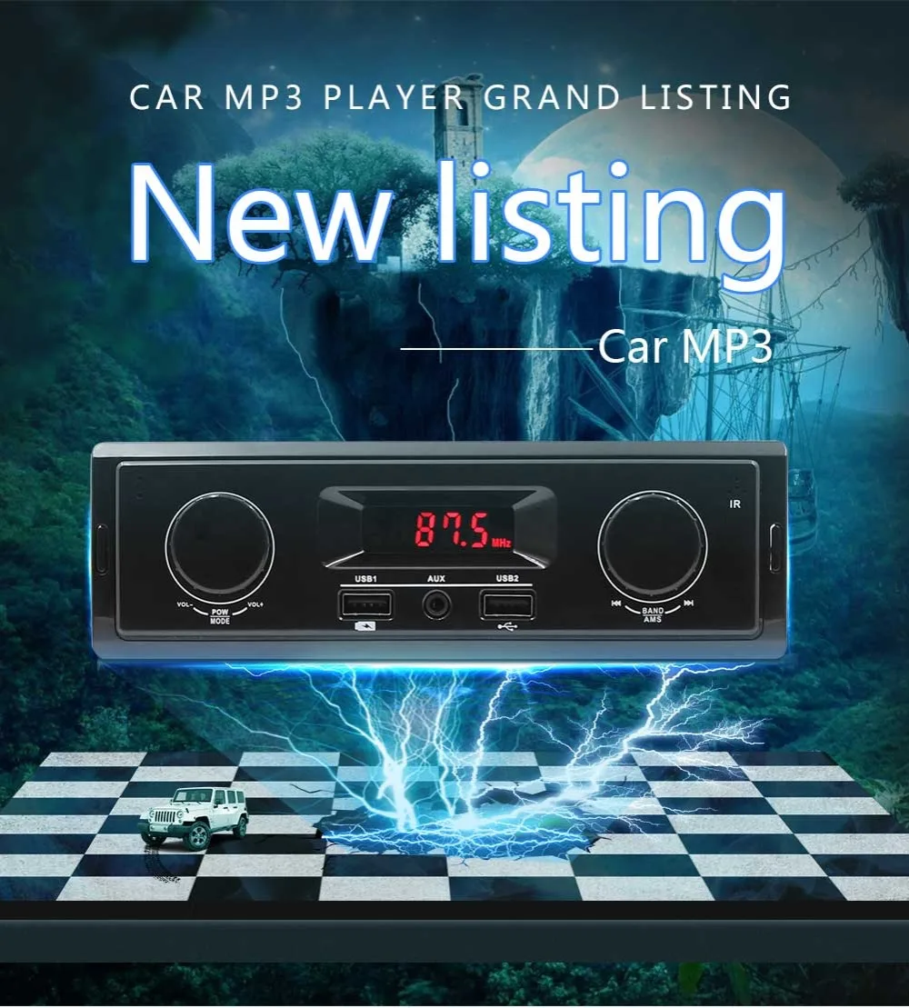 1 Din двойная ручка в тире автомобиля стерео MP3 аудио 12 радио плеер авторадио AUX-In MMC