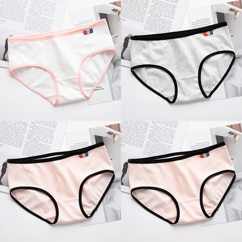 2pink white grey BEZL,, женские хлопковые трусы, трусы для молодых девушек, одноцветные, средняя посадка, Короткие трусы, удобные трусики, женское нижнее белье - Цвет: 2pink white grey