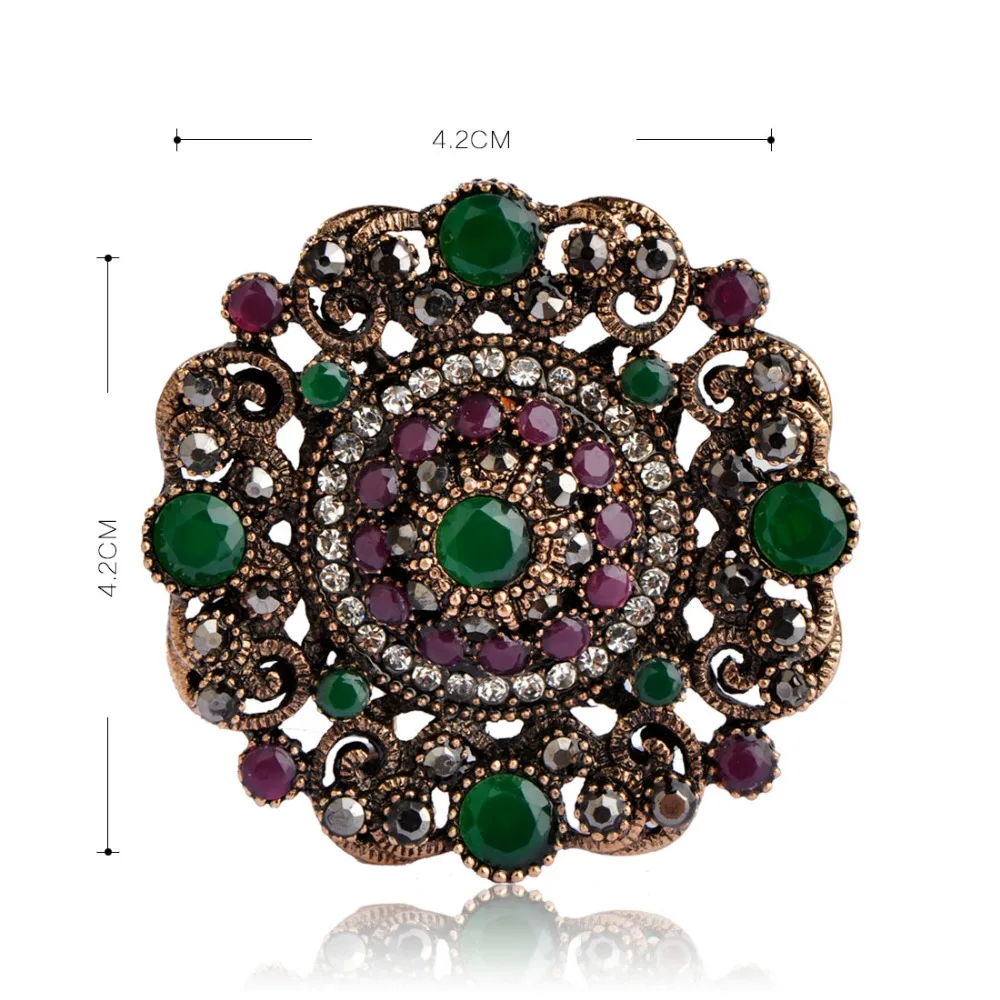 Турецкий Круглый венок цветок брошь с золотой Заколкой цвет винтажный сплав