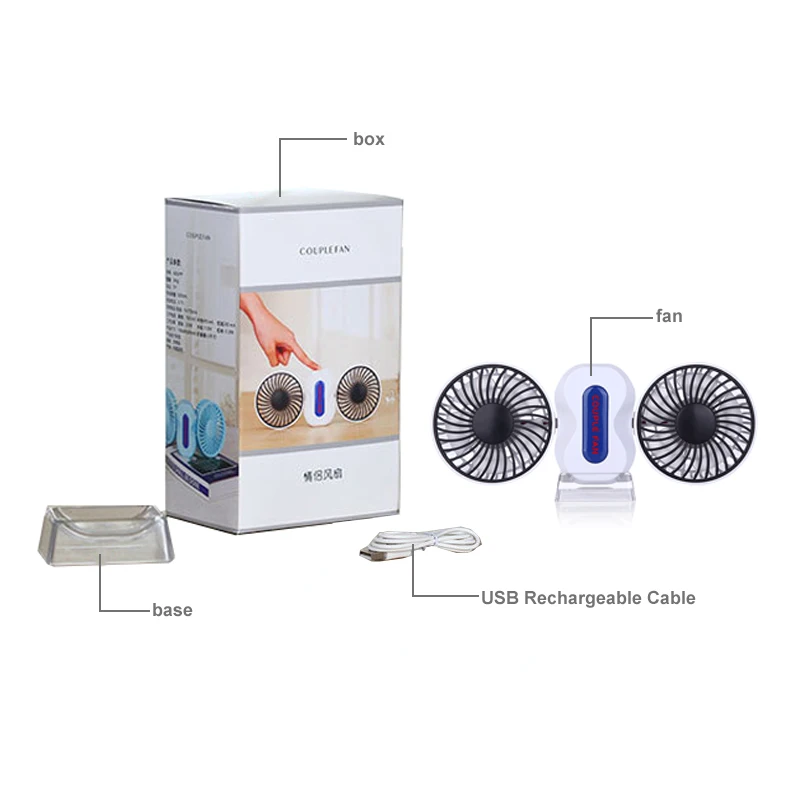 Портативный вентилятор для пары перезаряжаемая батарея кондиционер 2 двигателя
