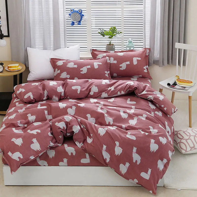 

Alpaca 4pcs Girl Boy Kid Bed Cover Set Duvet Cover Adult Child Bed Sheets And Pillowcases Comforter Bedding Set 2TJ-61020