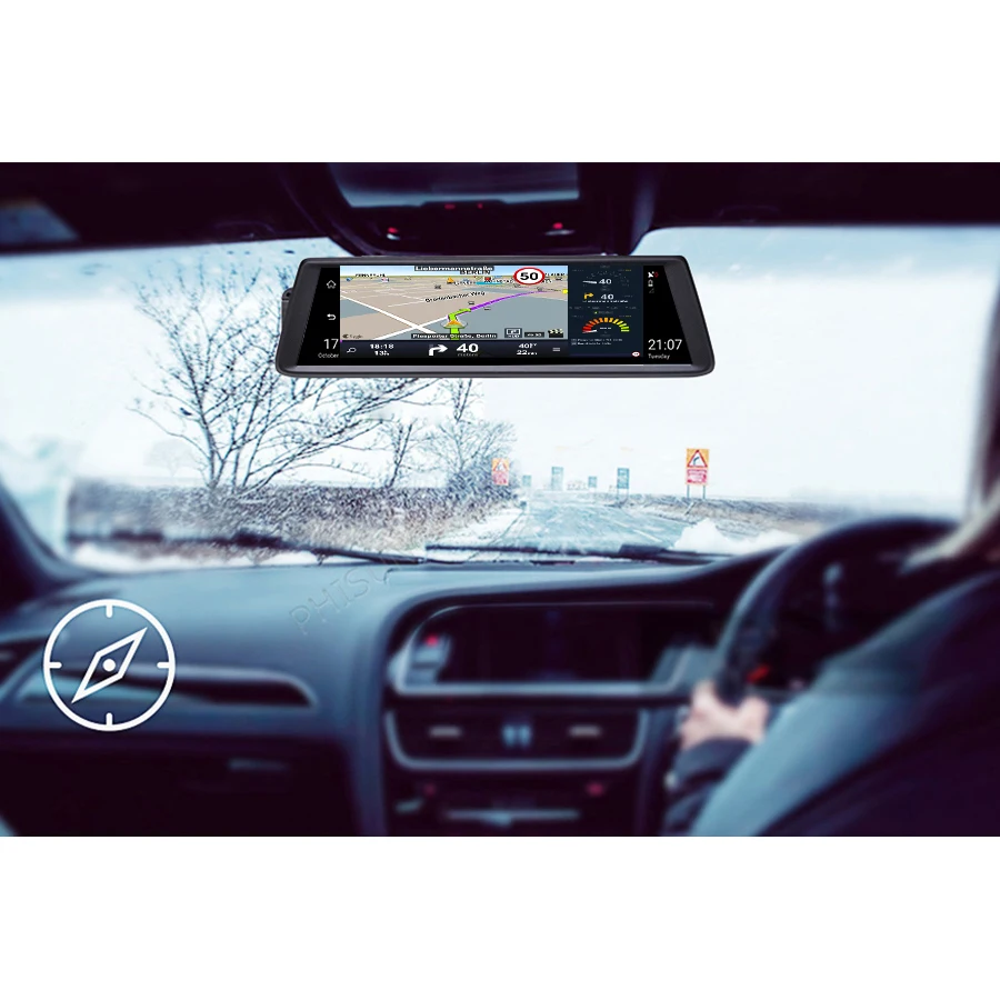 GreenYi Автомобильные видеорегистраторы 10 &quotПолный сенсорный экран 3G Android GPS
