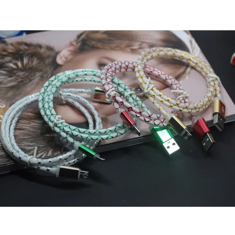Цветной 5 в светящийся светодиодный микро USB кабель зарядное устройство адаптер