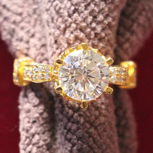 5Ct блестящее кольцо из стерлингового серебра 925 пробы для ее свадьбы желтое