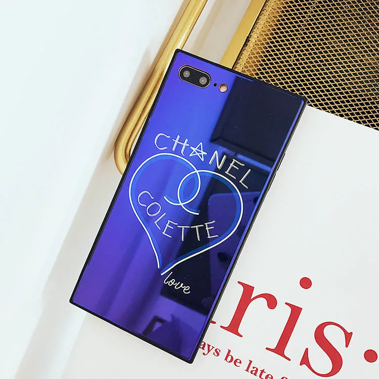 Laser square blue glass case phone For iPhone 6 6S 7 8 Plus X | Мобильные телефоны и аксессуары