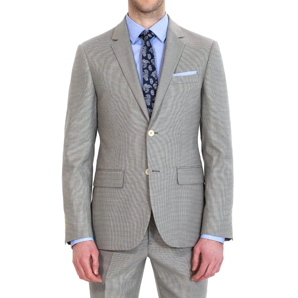 

Men's 2 Piece 2 Button Flat Collar Slim Fit Wedding Gray Men Suits Men Custom Made With Good Quality Tuxedo Men Suits