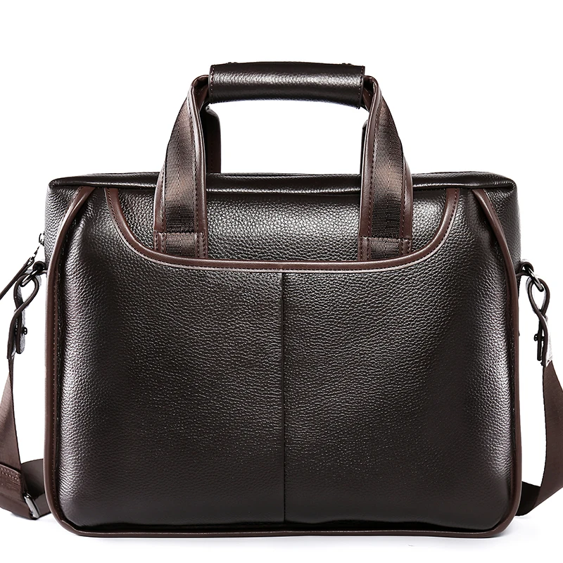 Men's Soft Genuine Leather Handbag Casual Travel Computer Laptop Bag for Men Business Shoulder Bag Large Male Messenger Bags
