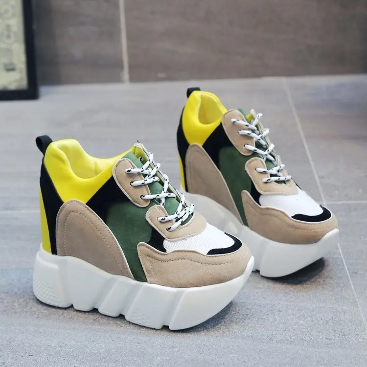 New Arrival 2018 Spring Autumn Fashion Casual Shoes Women High Platform 11cm thick Bottom Female Trainers | Обувь