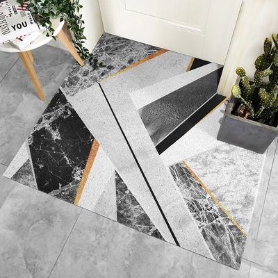 gray marble Европейский Розовый геометрический мраморный кирпич узор ПВХ проволочное кольцо дверной коврик для входа на открытом воздухе водонепроницаемый коврик нескользящий ковер на заказ - Цвет: gray marble