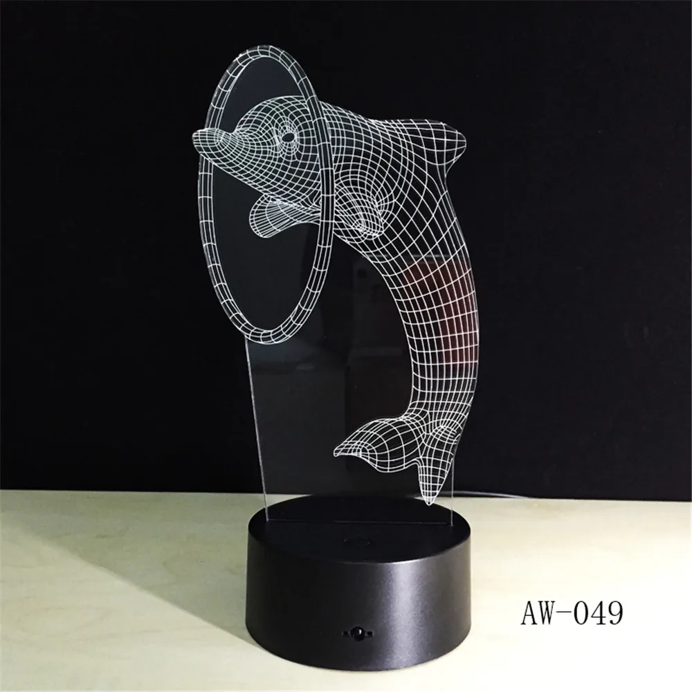 Kawaii Dolphin Play Ball 3D лампа Мультфильм USB ночник Mutilcolors светодиодный RGBw осветительная лампа Luminaria подарок игрушка для малыша AW-049