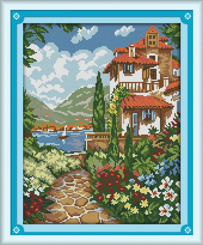 Набор для вышивания крестиком Lakeside mansion 14ct 11ct напечатанный холст вышивка своими