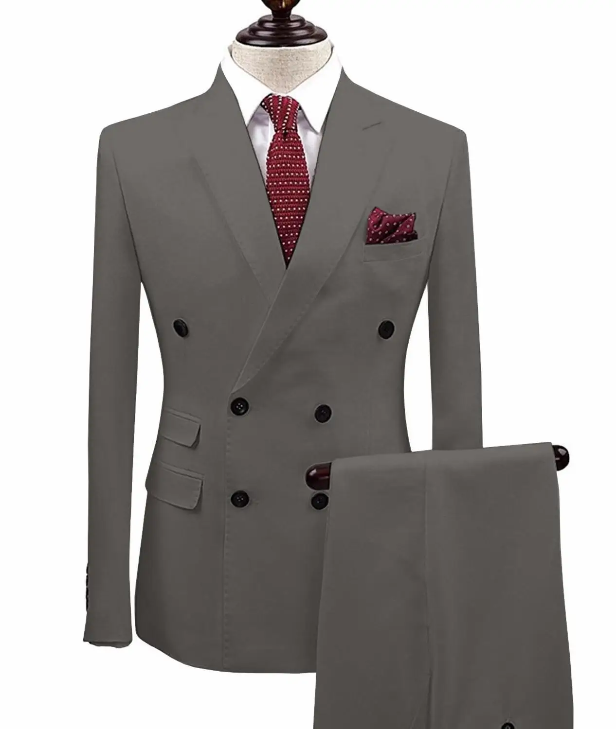 dark gery Белые мужские костюмы из 2 предметов двубортный TERNO для жениха Masculino smoking slim fit Мужские свадебные костюмы смокинг куртка+ брюки - Цвет: dark gery