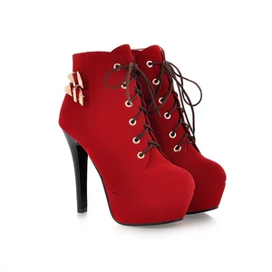 New Ankle Boots Round Head With Stiletto Waterproof Platform Boots Women Shoes Stiletto Tie Large Size 40-43 Martin Boots NO.274